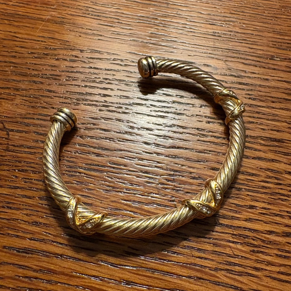Gold and Silver Twisted Cable Bracelet